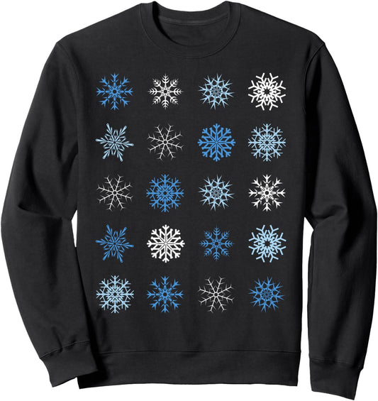 Baby Blue And White Snowflakes Stacked Christmas Sweatshirt