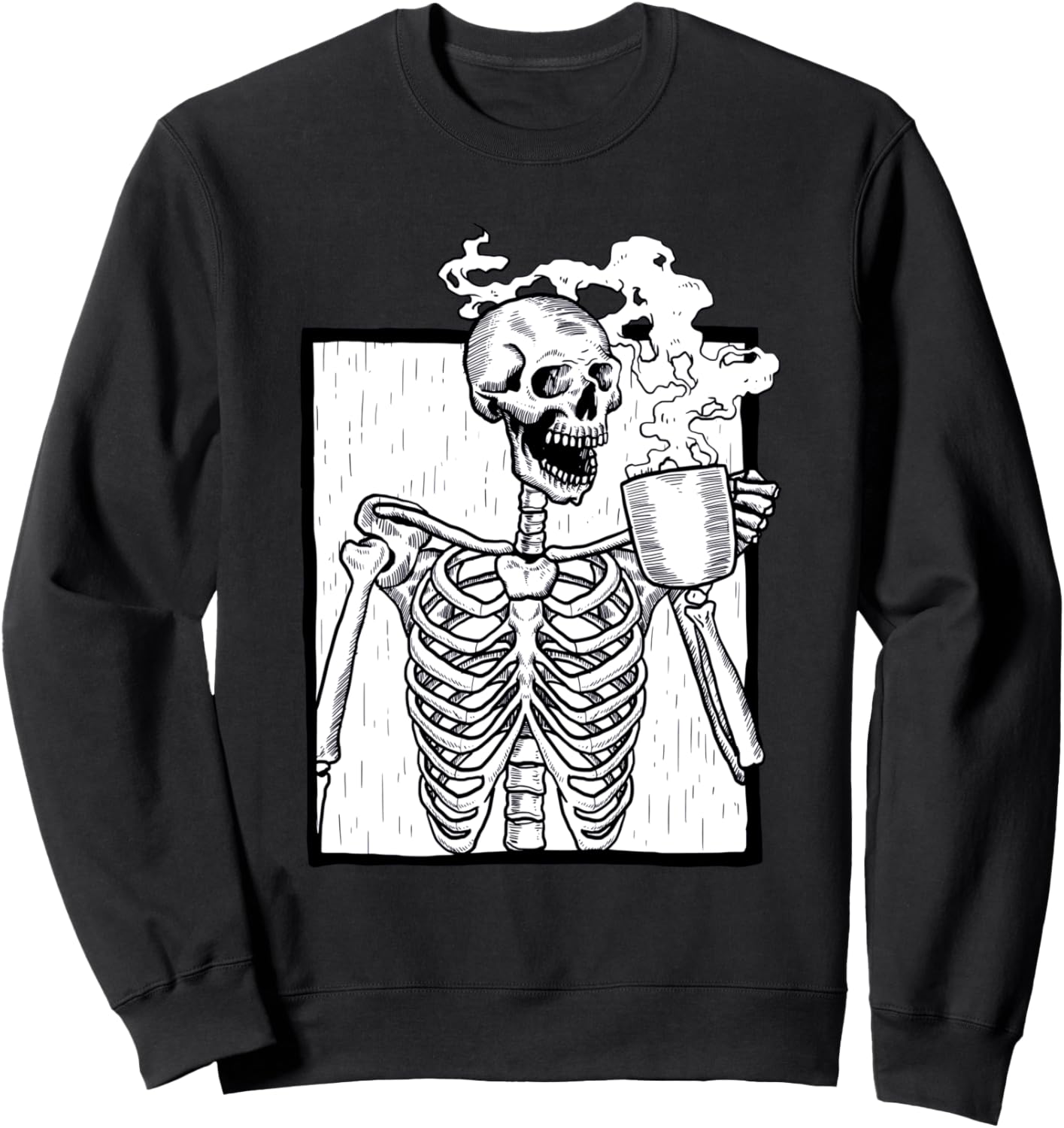 halloween coffee drinking skeleton skull Sweatshirt