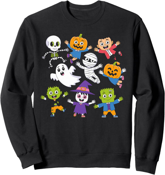 Halloween Dance Skeleton Ghost Pumpkin Costume For Kids Sweatshirt