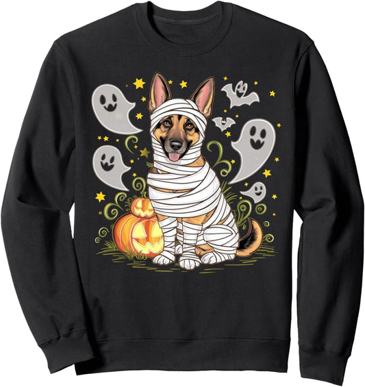 Halloween German Shepherd Mummy Dog Ghosts Pumpkins Sweatshirt
