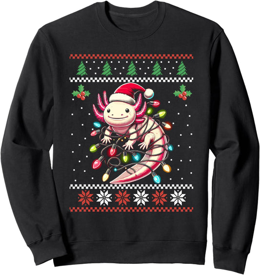 Axolotl Christmas Lights Ugly Christmas Sweater Xmas Sweatshirt
