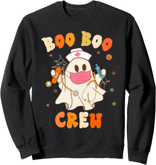 Groovy Boo Boo Crew Nurse Funny Ghost Women Halloween Nurse Sweatshirt