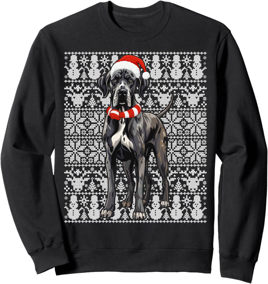 Great Dane Dog Santa Hat Men Women Kids Ugly Christmas Sweatshirt