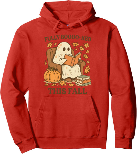 Halloween Fully Booked This Fall Ghost Reading Spooky Season Pullover Hoodie