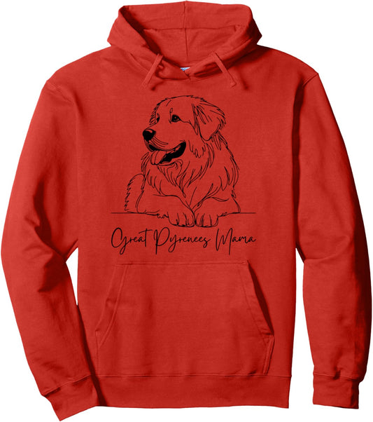 Great Pyrenees Mama Great Pyrenees Mom Cute Dog Line Art Pullover Hoodie