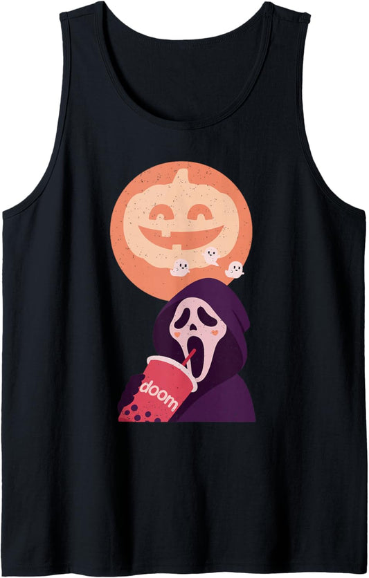 Grim Reaper Pumpkin Halloween Funny Spooky Season Tank Top