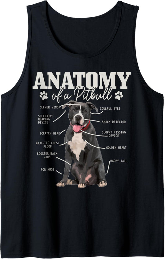 Anatomy Of A Pitbull Dog Funny Cute Pitbull Mom Pitbull Dad Tank Top