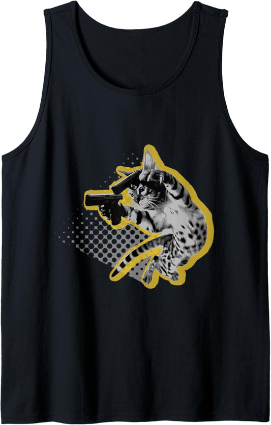 Bad Gun Kitty Cat Funny Cute Cat Lover Gift Tank Top
