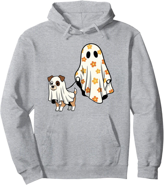 Halloween Ghost Dog Spooky Season Dog Mom Dog Lover Autumn Pullover Hoodie