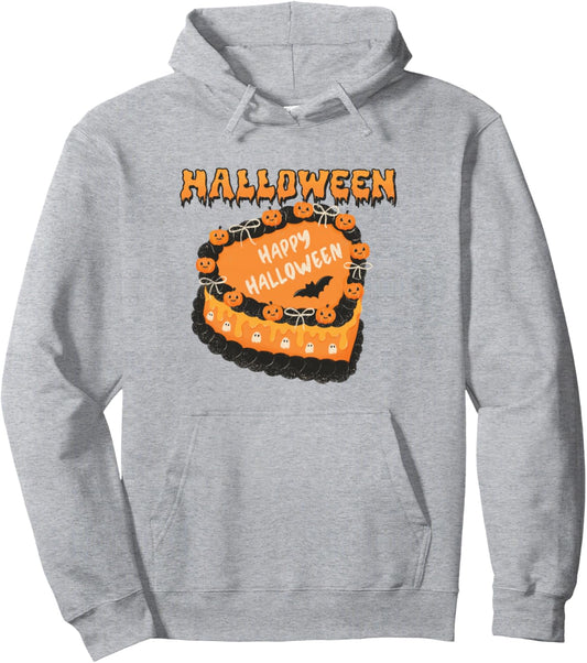 Halloween Cake Shirt Cute Pumpkin Ghost Bat Spooky Season Pullover Hoodie