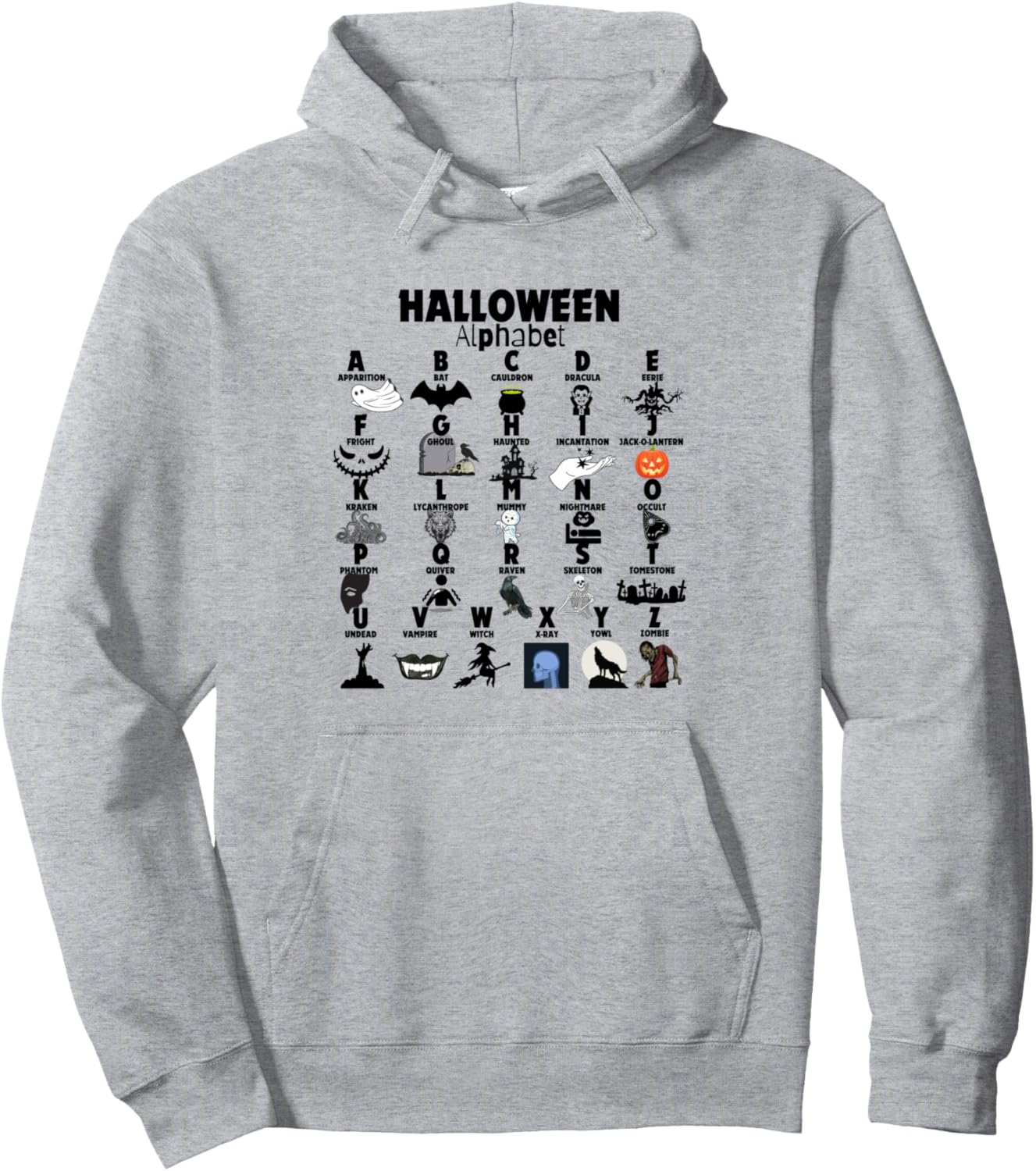 Halloween Alphabet Costume Ghost Bats Spooky Season Pullover Hoodie