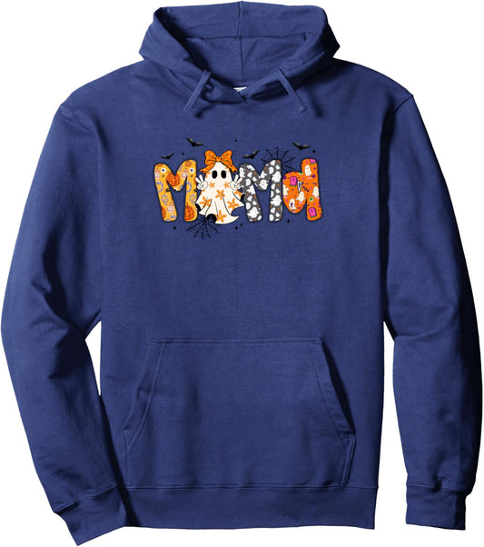 Halloween Cute Ghost Mama Coquette Bow Spooky Season Funny Pullover Hoodie