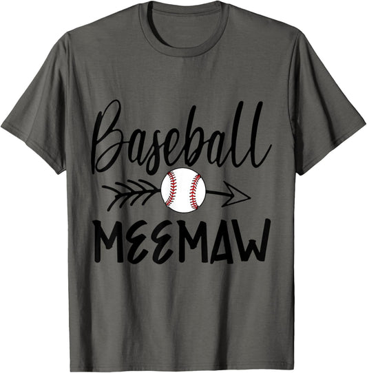 Baseball Meemaw Cute Arrow Father's Mother's Xmas Day T-Shirt