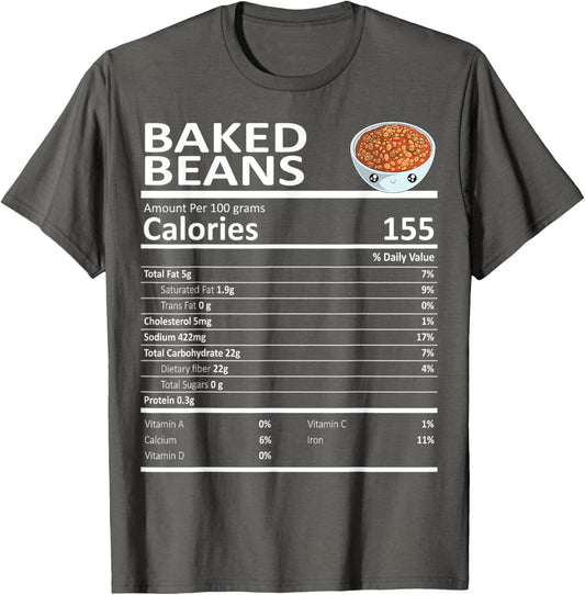 Baked Beans Nutritional Facts Thanksgiving X-Mas Gift Cute T-Shirt