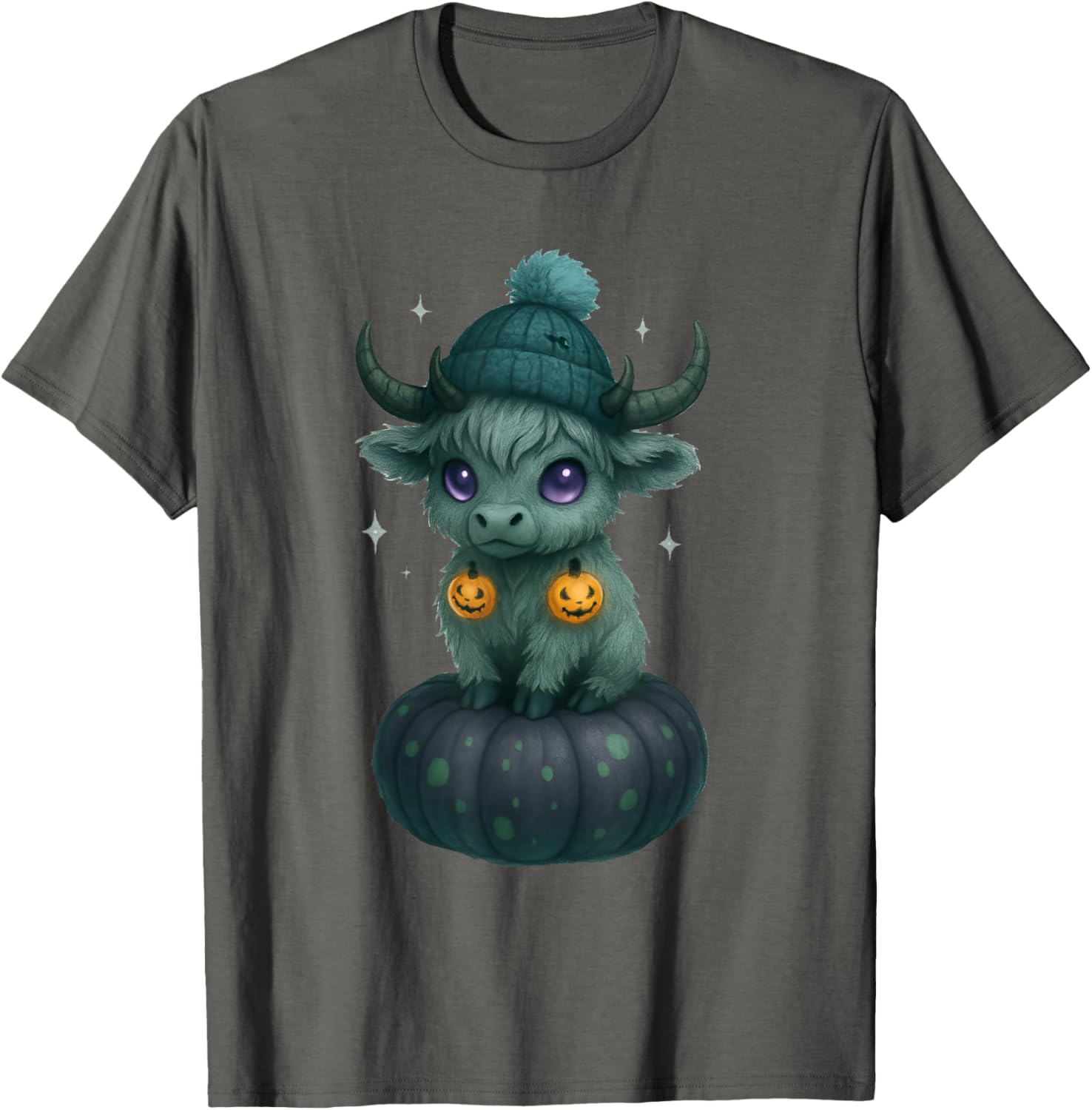Halloween Highland Witchy Cow Spooky Season Pumpkin T-Shirt