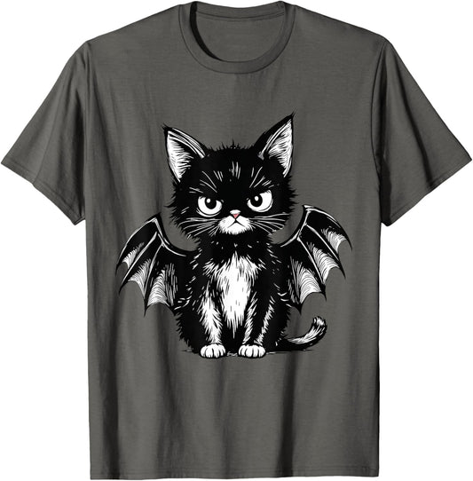 Halloween Black-Cat Bat Spooky Season Kitten Cat Lover Fall T-Shirt
