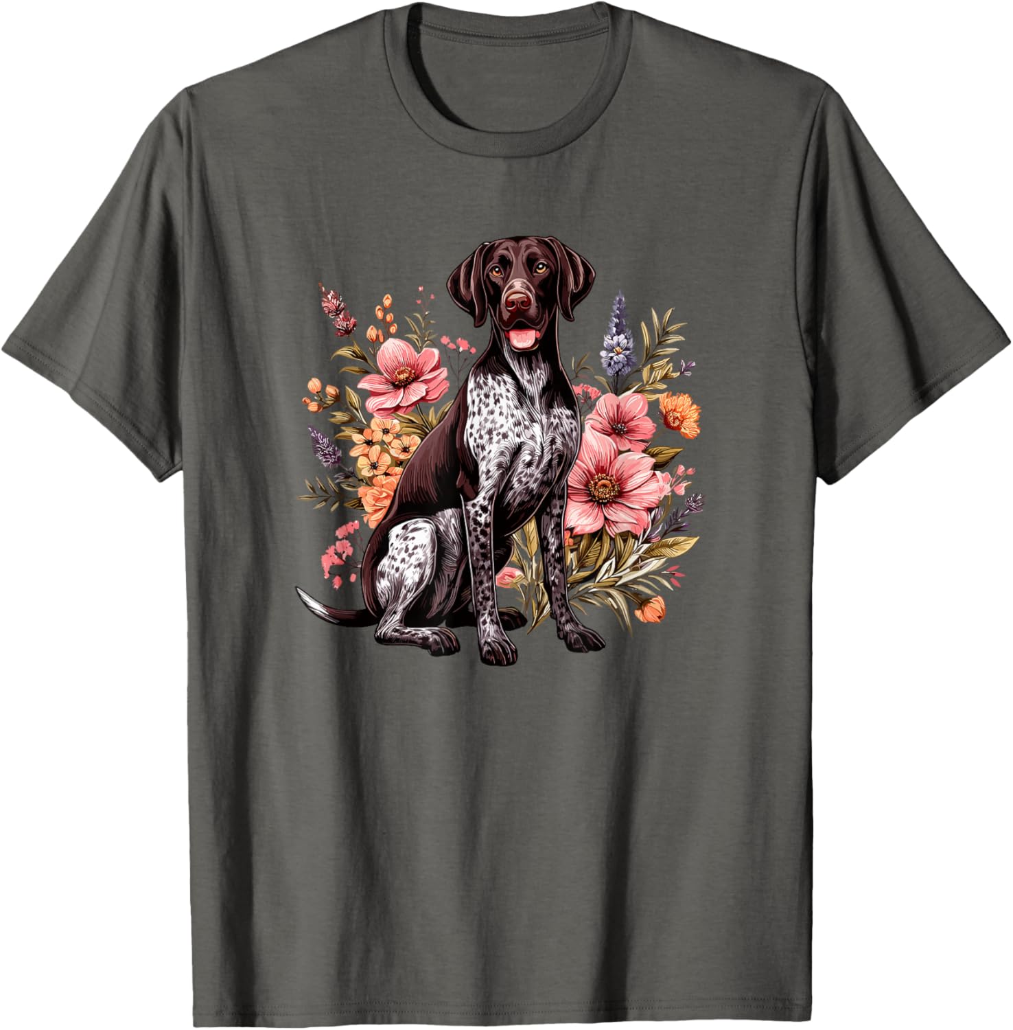GSP Hunting Dog Vintage Flowers German Shorthaired Pointer T-Shirt