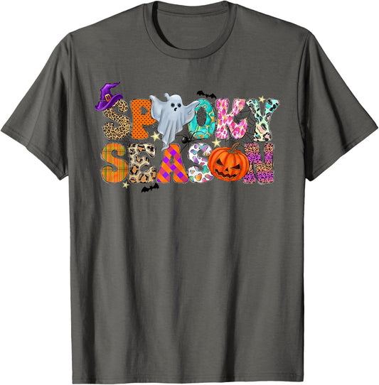 Groovy Vintage Ghost Pumpkin Spooky Season Funny Halloween T-Shirt