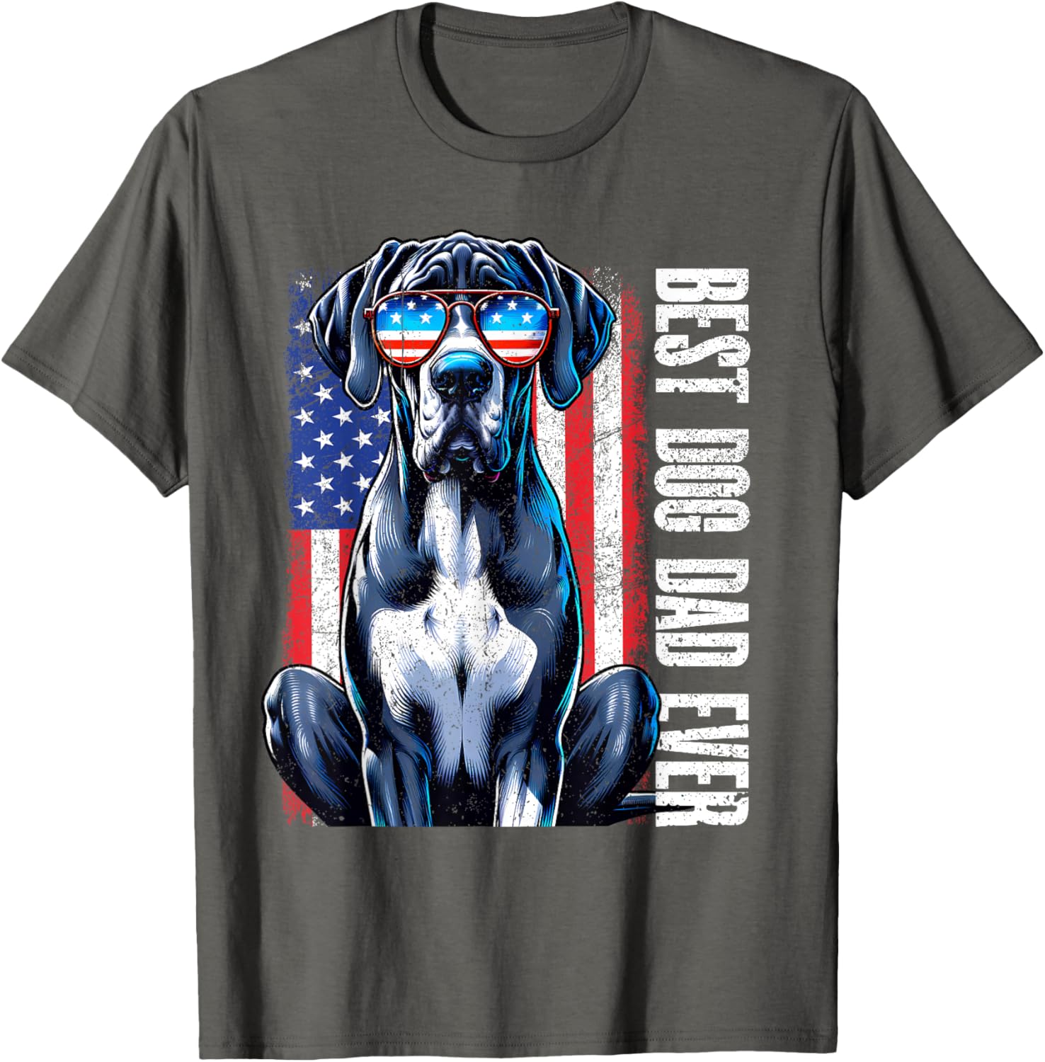 Great Dane Best Dog Dad Ever American USA US Flag Vintage T-Shirt for Men Women Kids