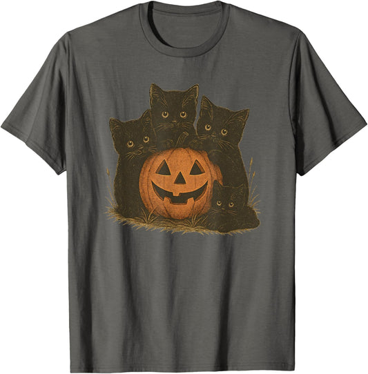 Halloween Cats Pumpkin Outfit Cute Spooky Season Costume T-Shirt