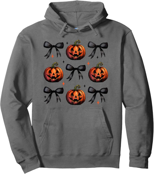 Halloween Bows &amp; Pumpkins Spooky Season Jack o Lantern Pullover Hoodie