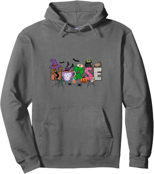 Halloween Nurse Shirt Witchy Medical Spooky Hospital Pullover Hoodie