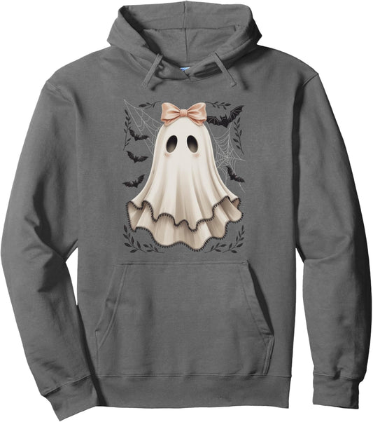 Halloween Cute Lace Ghost Bow Floral Spooky Women Pullover Hoodie