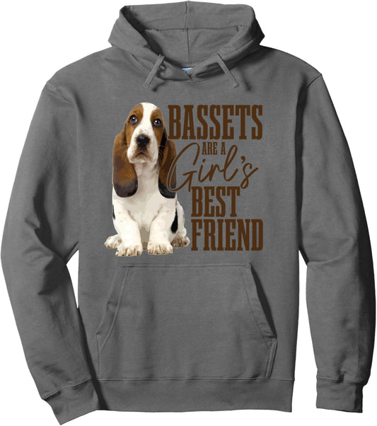 Bassets Are A Girls Best Friend Funny Dog Basset Hound Mom Pullover Hoodie