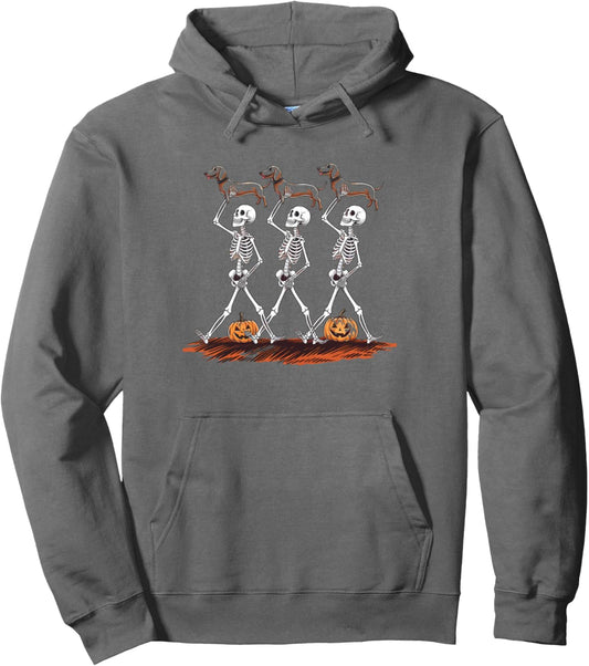 haha Dancing Skeletons Dachshund Funny Halloween Men &amp; Women Pullover Hoodie