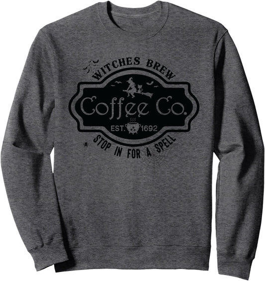 HALLOWEEN COSTUME WITCHES BREW COFFEE CO SPIDERWEBS AND BATS Sweatshirt