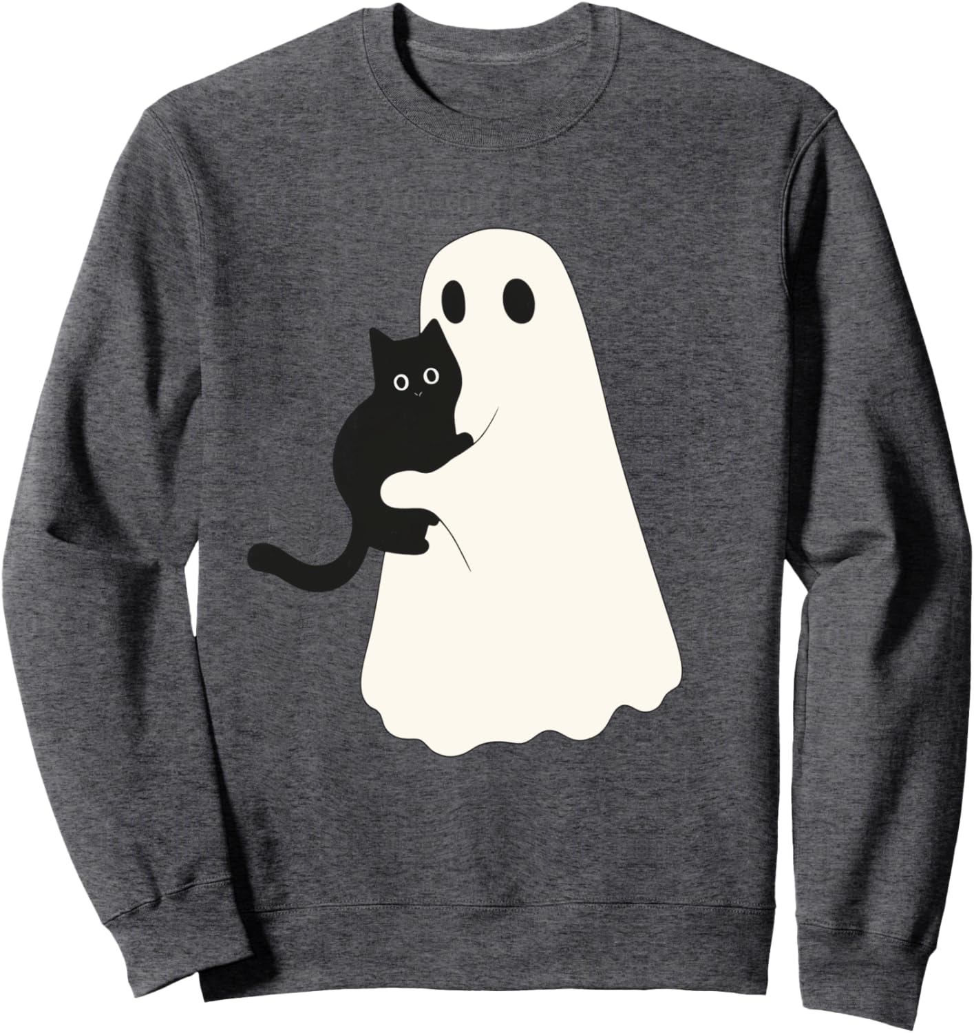 Halloween Black Cat And Ghost Cats Ghosts Retro Groovy Sweatshirt
