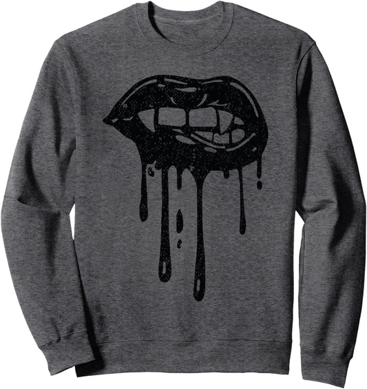 Halloween cute lady Vampire Fangs Teeth Female Lips Bloody Sweatshirt