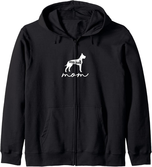 Great Dane Dog Lover Gifts for Women Dog Mom Pet Lover Owner Zip Hoodie