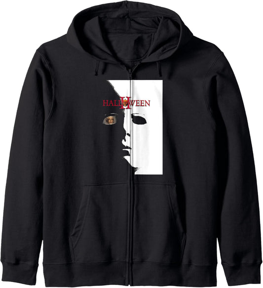 Halloween 2 Laurie Strode Michael Myers Mask Poster Zip Hoodie