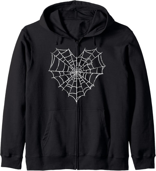 Halloween Spider Web Costume Cute Heart Spider Web Zip Hoodie