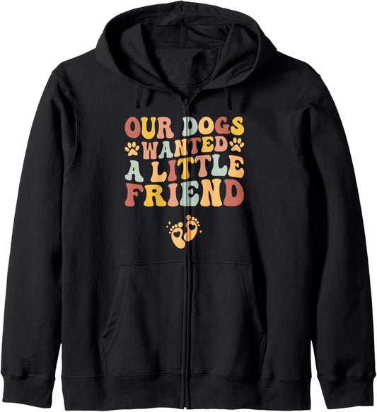 Groovy Fur Mama to Baby Mama Pregnancy Announcement New Mom Zip Hoodie