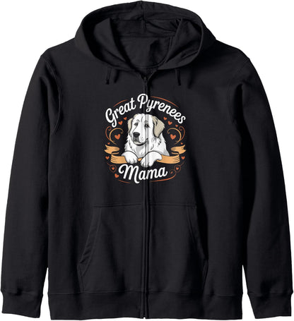Great Pyrenees Mama Dog Lover Zip Hoodie
