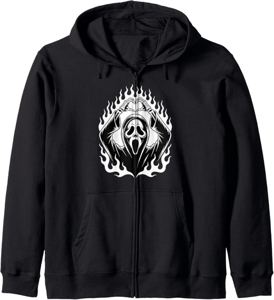 Halloween Scary Face Horror Creepy Ghost Heart Hands Spooky Zip Hoodie