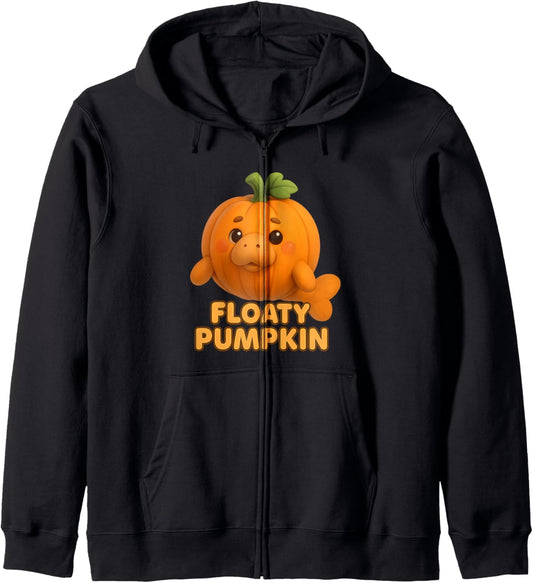 Halloween Manatee Floaty Pumpkin Zip Hoodie