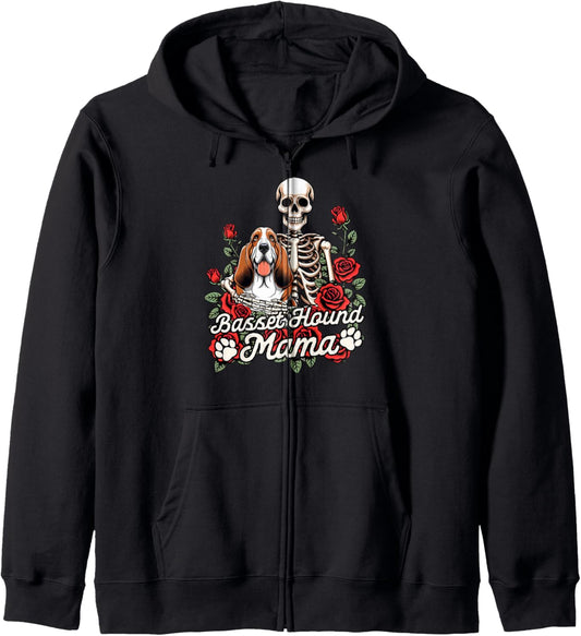 Basset Hound Mom Dog Mama Fur Mama Basset Hound Mama Zip Hoodie