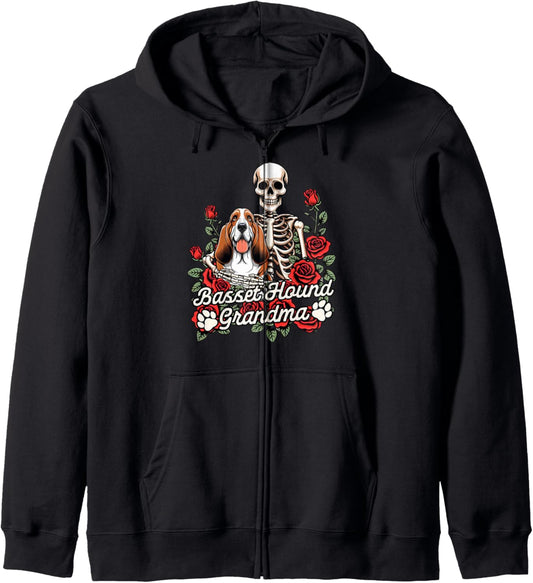 Basset Hound Mom Dog Mama Fur Mama Basset Hound Grandma Zip Hoodie