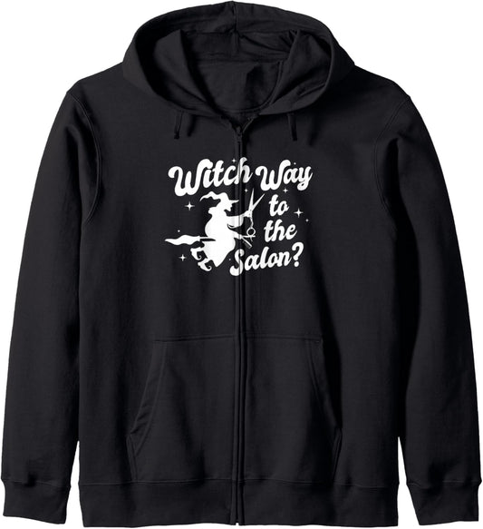 Hair Witch Way To The Salon Halloween Hair Stylist Zip Hoodie
