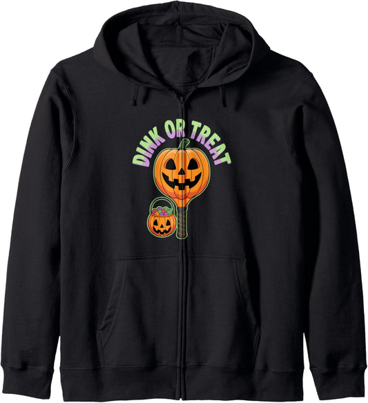 Halloween Pickleball Costume Pickleball Halloween Paddle Zip Hoodie