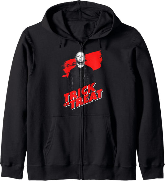 Halloween Michael Myers Trick Or Treat Portrait Zip Hoodie