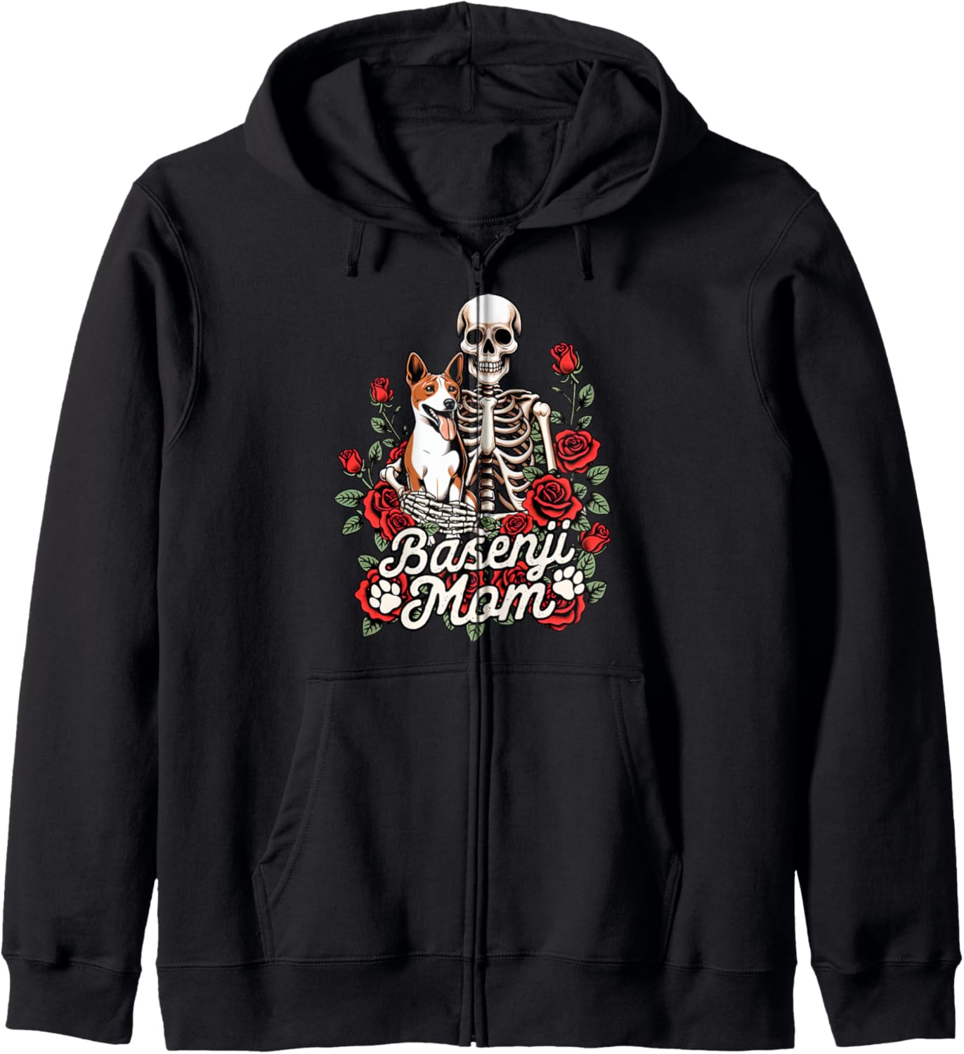 Basenji Mama Skeleton Basenji Owner Dog Mom Basenji Mom Zip Hoodie