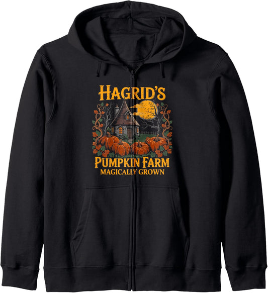 Hagrids Pumpkin Farm Spooky Season Halloween Fun Zip Hoodie