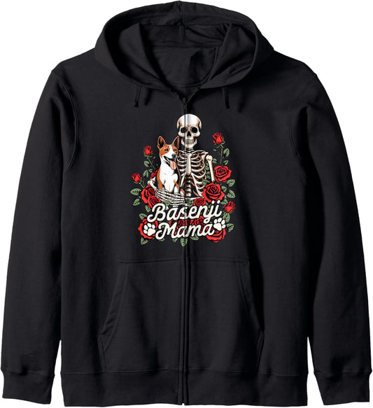 Basenji Mom Skeleton Basenji Owner Dog Mom Basenji Mama Zip Hoodie