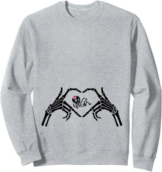 Baby Shower Skeleton Halloween Pregnancy Annoucement Girls Sweatshirt