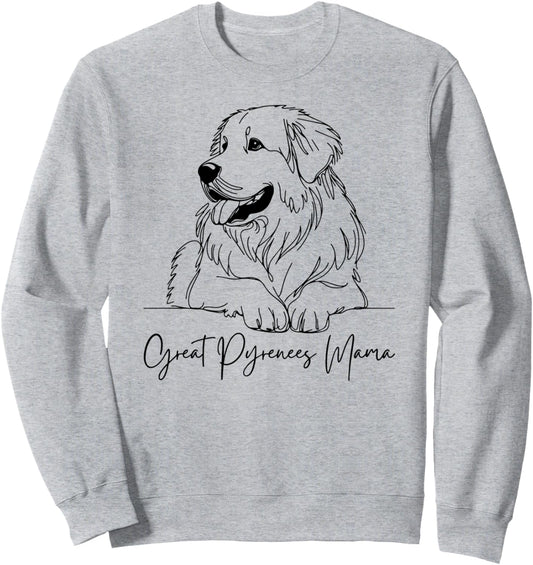 Great Pyrenees Mama Great Pyrenees Mom Cute Dog Line Art Sweatshirt