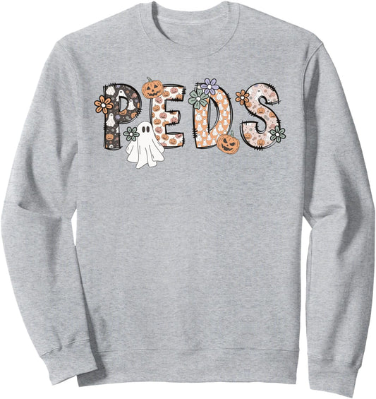 Halloween Nurse Peds Boo Boo Crew Pediatric Nurse Ghost Fall Sweatshirt